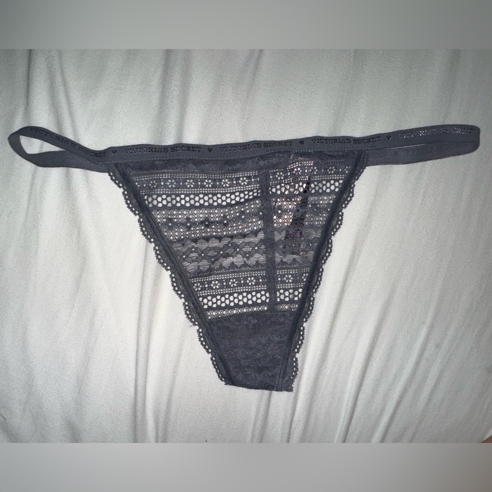 NWT VS Sheer Lace Gray G String